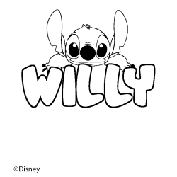 Coloring page first name WILLY - Stitch background