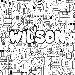 Coloring page first name WILSON - City background