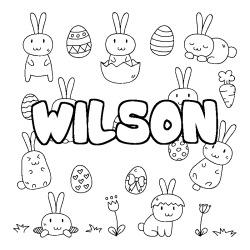 Coloring page first name WILSON - Easter background