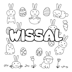 Coloring page first name WISSAL - Easter background