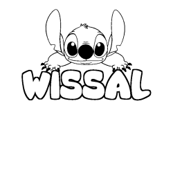 Coloring page first name WISSAL - Stitch background