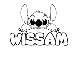 Coloring page first name WISSAM - Stitch background