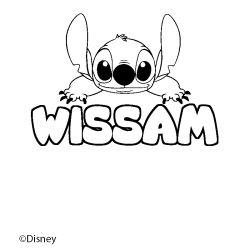 Coloring page first name WISSAM - Stitch background