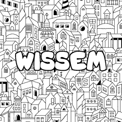 Coloring page first name WISSEM - City background