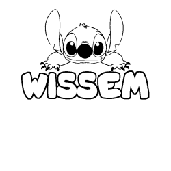 Coloring page first name WISSEM - Stitch background