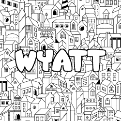 Coloring page first name WYATT - City background