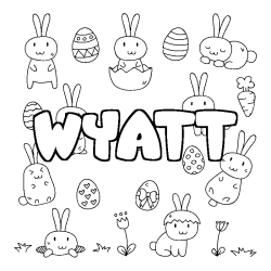 Coloring page first name WYATT - Easter background