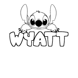 Coloring page first name WYATT - Stitch background