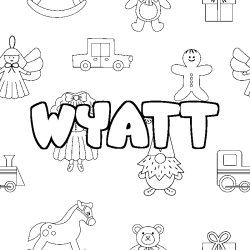 Coloring page first name WYATT - Toys background