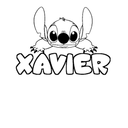 Coloring page first name XAVIER - Stitch background