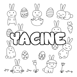 Coloring page first name YACINE - Easter background