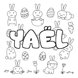 Coloring page first name YAËL - Easter background