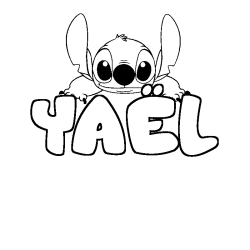 Coloring page first name YAËL - Stitch background
