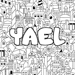 Coloring page first name YAEL - City background