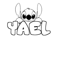 Coloring page first name YAEL - Stitch background