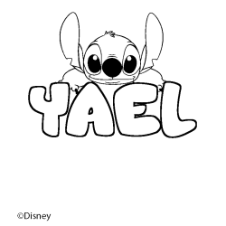 Coloring page first name YAEL - Stitch background