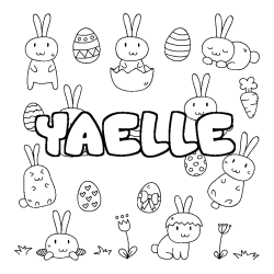 Coloring page first name YAELLE - Easter background