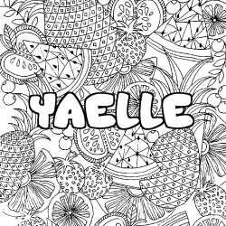 Coloring page first name YAELLE - Fruits mandala background