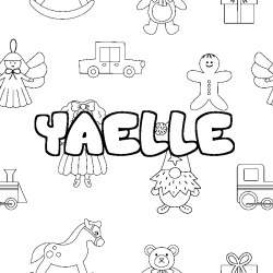 Coloring page first name YAELLE - Toys background