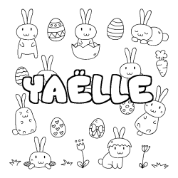 Coloring page first name YAËLLE - Easter background