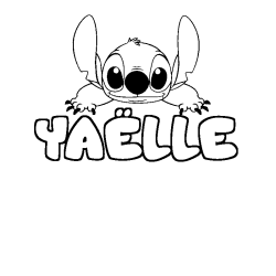 Coloring page first name YAËLLE - Stitch background