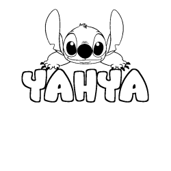 Coloring page first name YAHYA - Stitch background