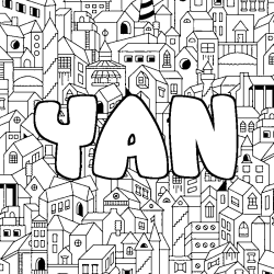Coloring page first name YAN - City background