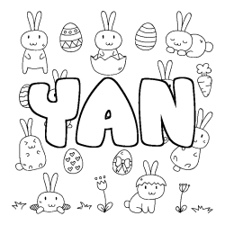 Coloring page first name YAN - Easter background