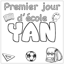Coloring page first name YAN - School First day background