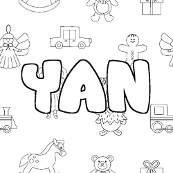 Coloring page first name YAN - Toys background