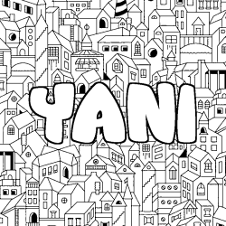 Coloring page first name YANI - City background