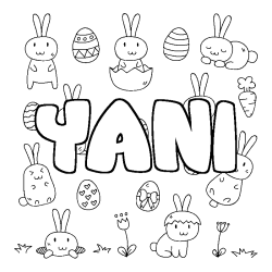 Coloring page first name YANI - Easter background