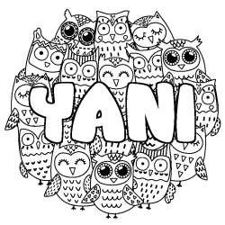 Coloring page first name YANI - Owls background