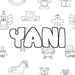 Coloring page first name YANI - Toys background