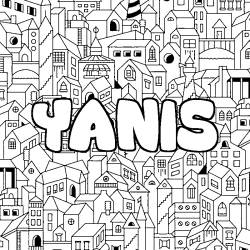 Coloring page first name YANIS - City background