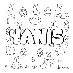 Coloring page first name YANIS - Easter background