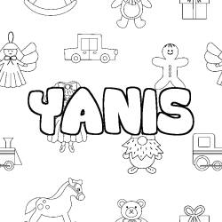Coloring page first name YANIS - Toys background