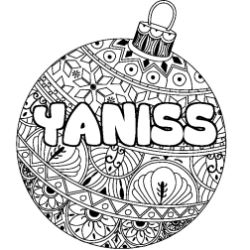 Coloring page first name YANISS - Christmas tree bulb background