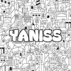 Coloring page first name YANISS - City background