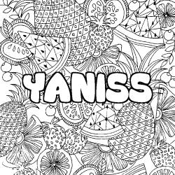 Coloring page first name YANISS - Fruits mandala background