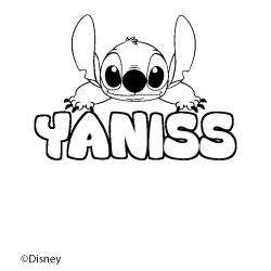 Coloring page first name YANISS - Stitch background