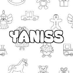 Coloring page first name YANISS - Toys background
