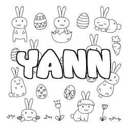 Coloring page first name YANN - Easter background