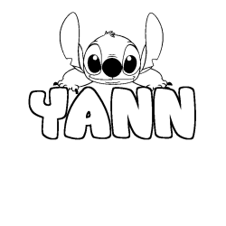 Coloring page first name YANN - Stitch background
