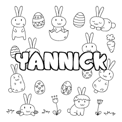 Coloring page first name YANNICK - Easter background