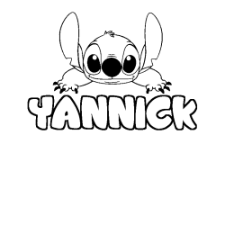 Coloring page first name YANNICK - Stitch background