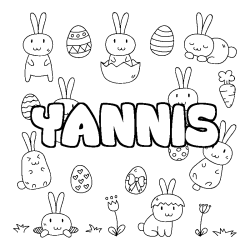 Coloring page first name YANNIS - Easter background