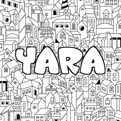 Coloring page first name YARA - City background