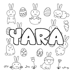 Coloring page first name YARA - Easter background