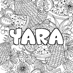 Coloring page first name YARA - Fruits mandala background